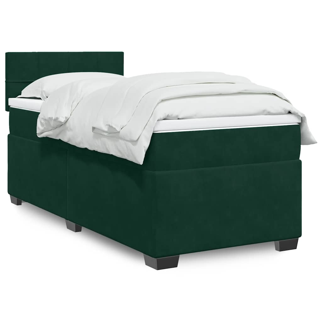 Box spring krevet s madracem tamnozeleni 80 x 200 cm baršunasti