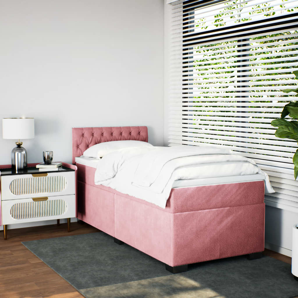 Box spring krevet s madracem ružičasti 80 x 200 cm baršunasti