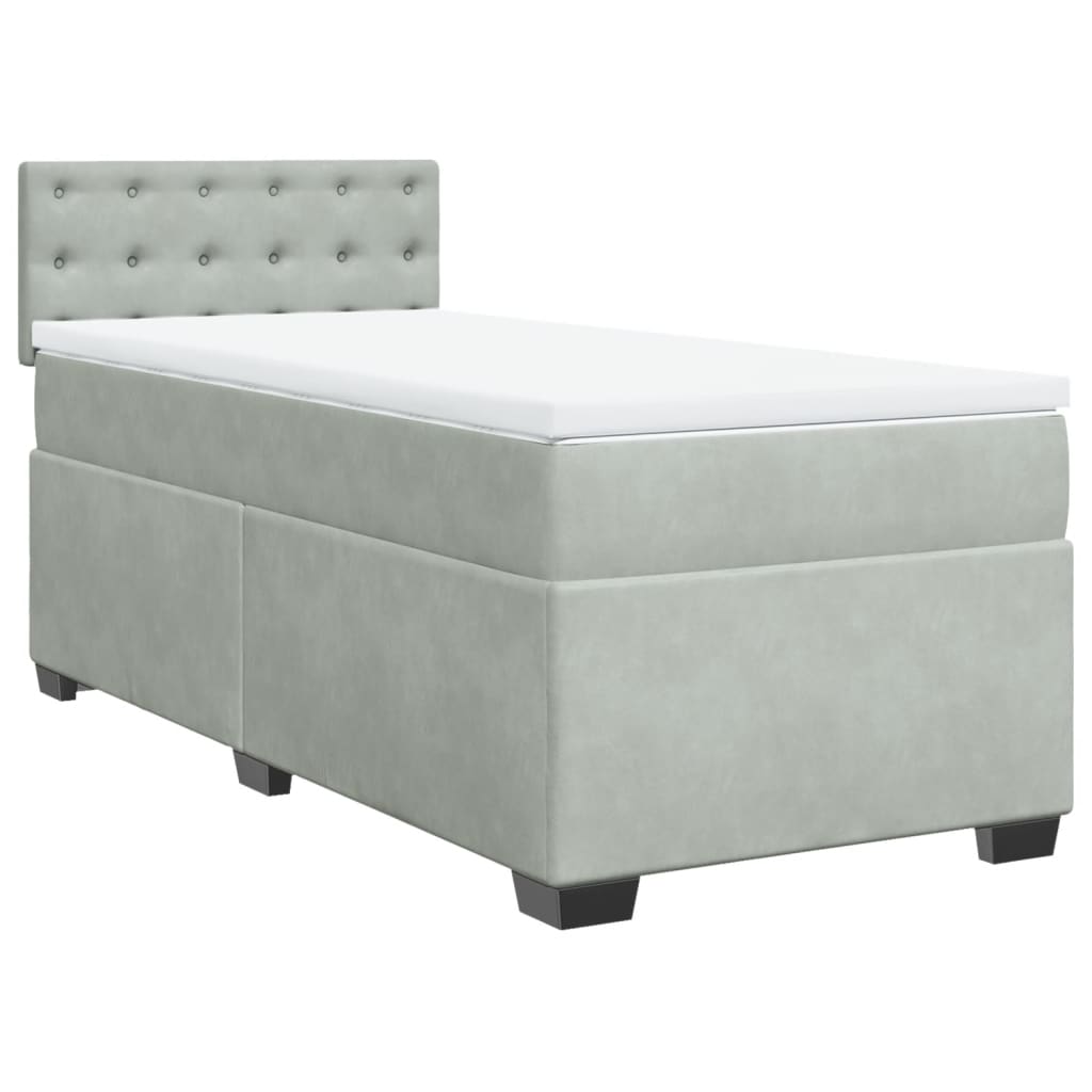 Box spring krevet s madracem svjetlosivi 80 x 200 cm baršunasti