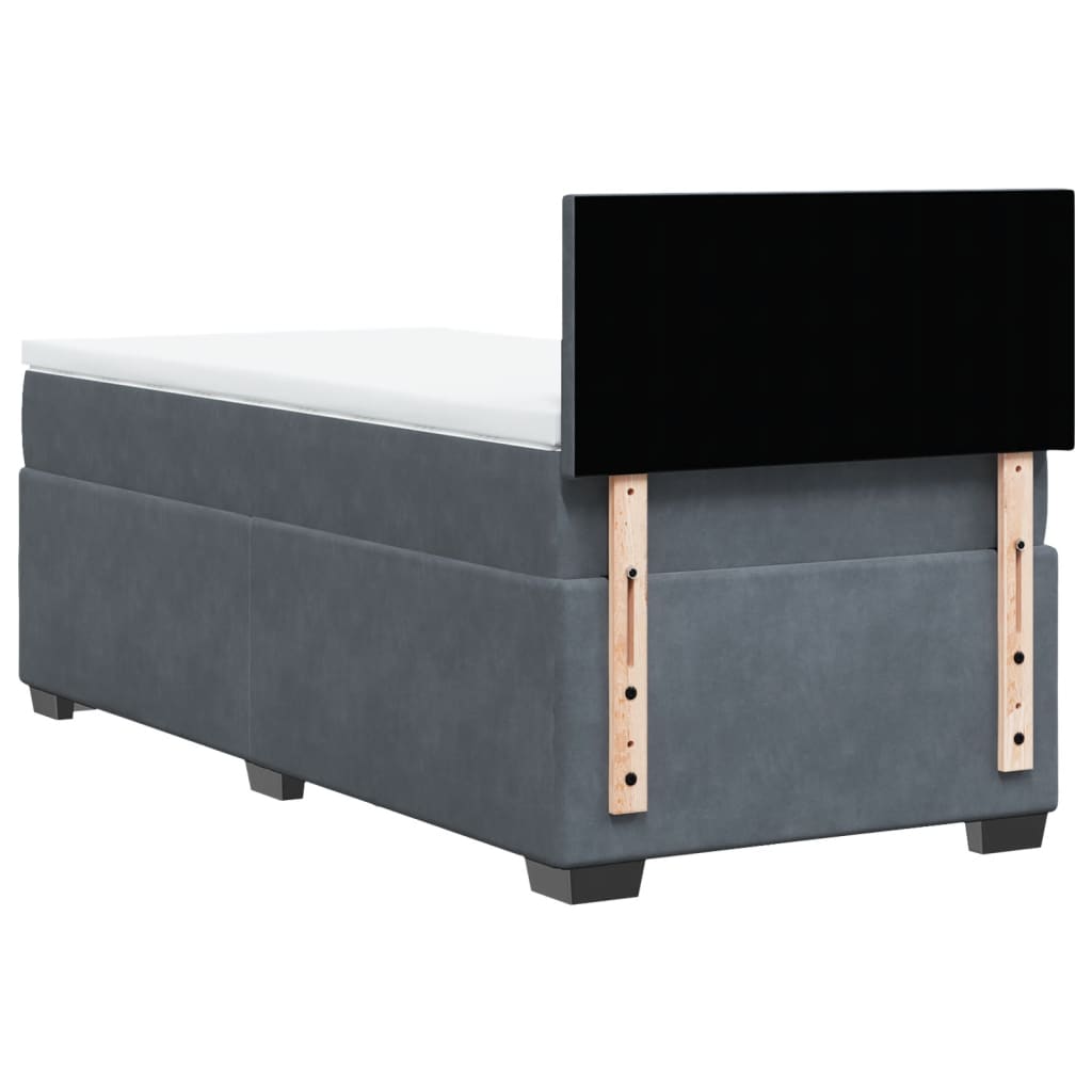 Box spring krevet s madracem tamnosivi 90x190 cm baršunasti