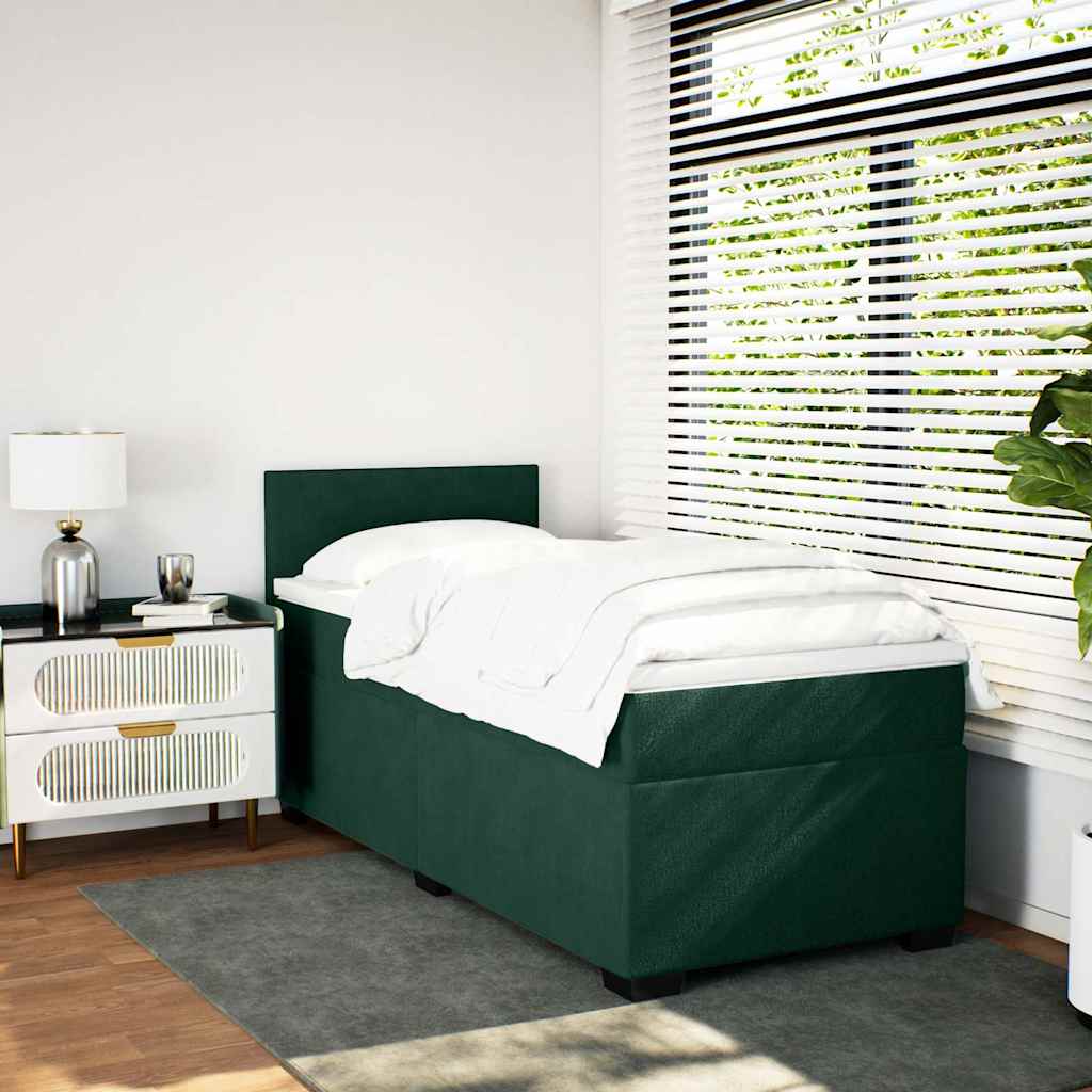 Box spring krevet s madracem tamnozeleni 90x190 cm baršunasti