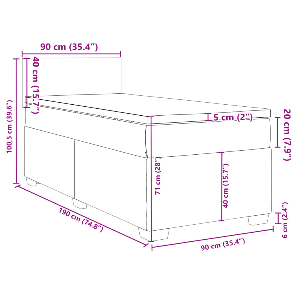 Box spring krevet s madracem ružičasti 90x190 cm baršunasti