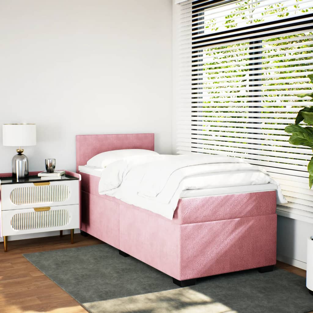 Box spring krevet s madracem ružičasti 90x190 cm baršunasti