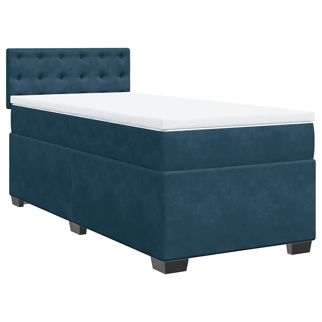 Box spring krevet s madracem tamnoplavi 90x190 cm baršunasti