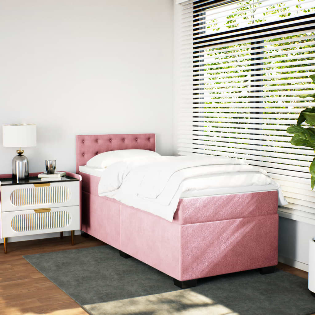 Box spring krevet s madracem ružičasti 90x190 cm baršunasti