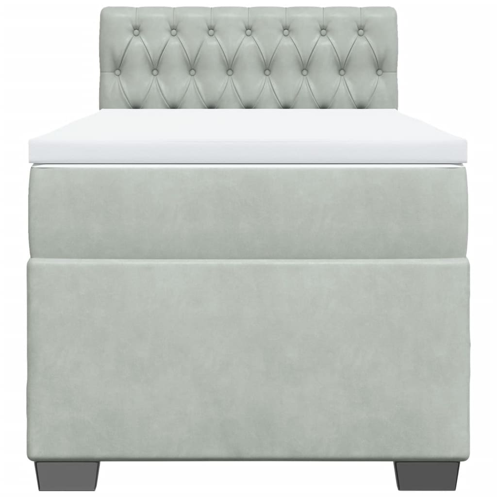 Box spring krevet s madracem svjetlosivi 90x190 cm baršunasti
