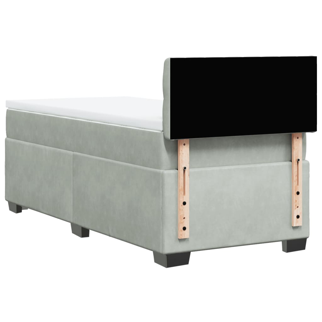 Box spring krevet s madracem svjetlosivi 90x190 cm baršunasti