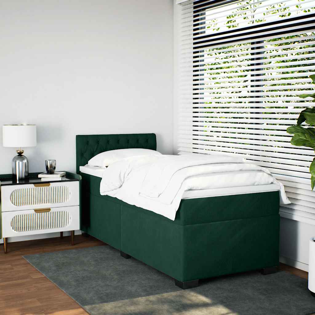 Box spring krevet s madracem tamnozeleni 90x190 cm baršunasti