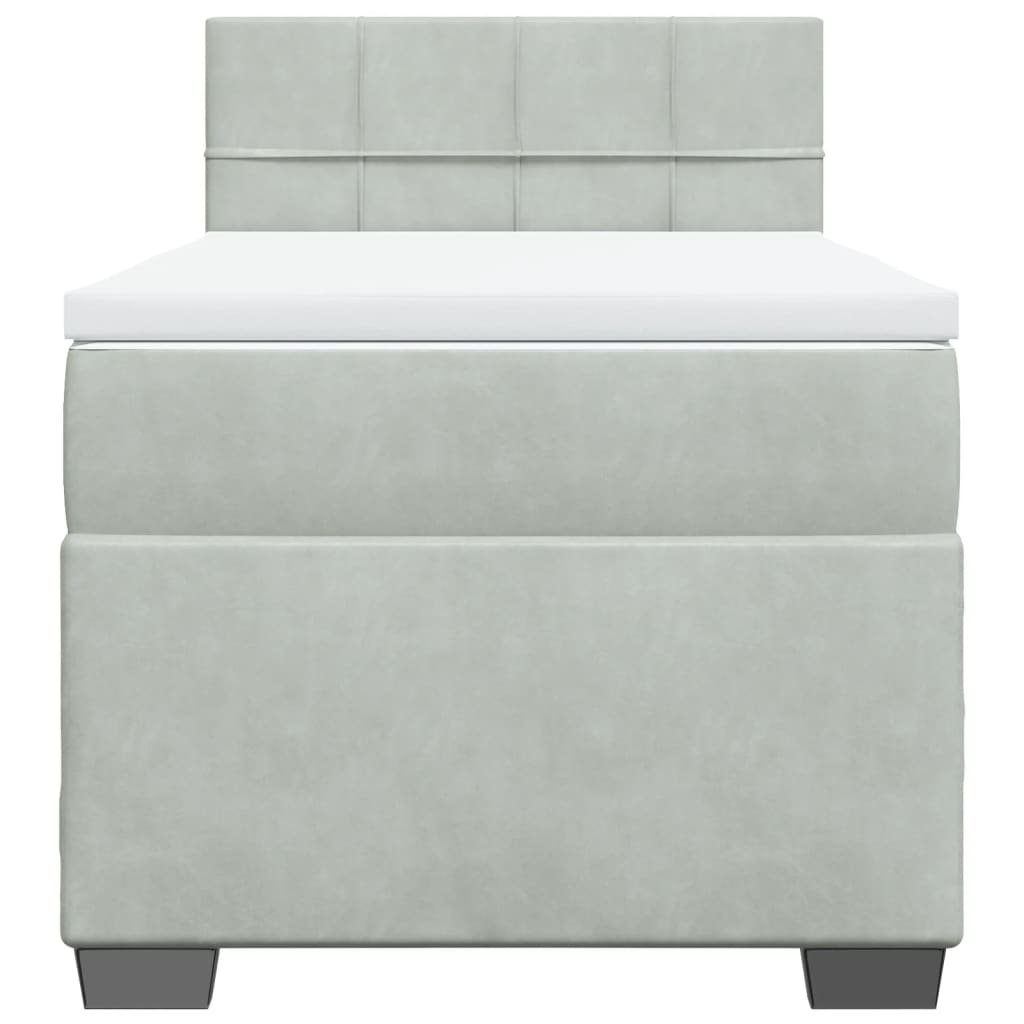 Box spring krevet s madracem svjetlosivi 90x190 cm baršunasti