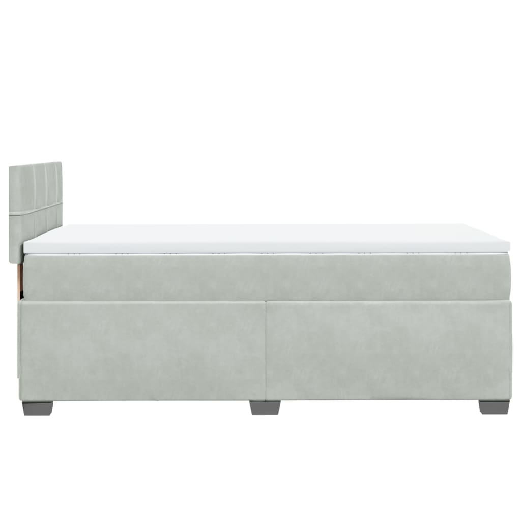 Box spring krevet s madracem svjetlosivi 90x190 cm baršunasti