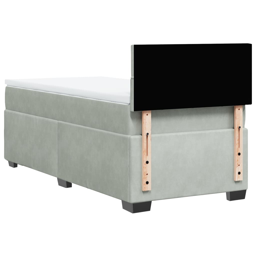 Box spring krevet s madracem svjetlosivi 90x190 cm baršunasti