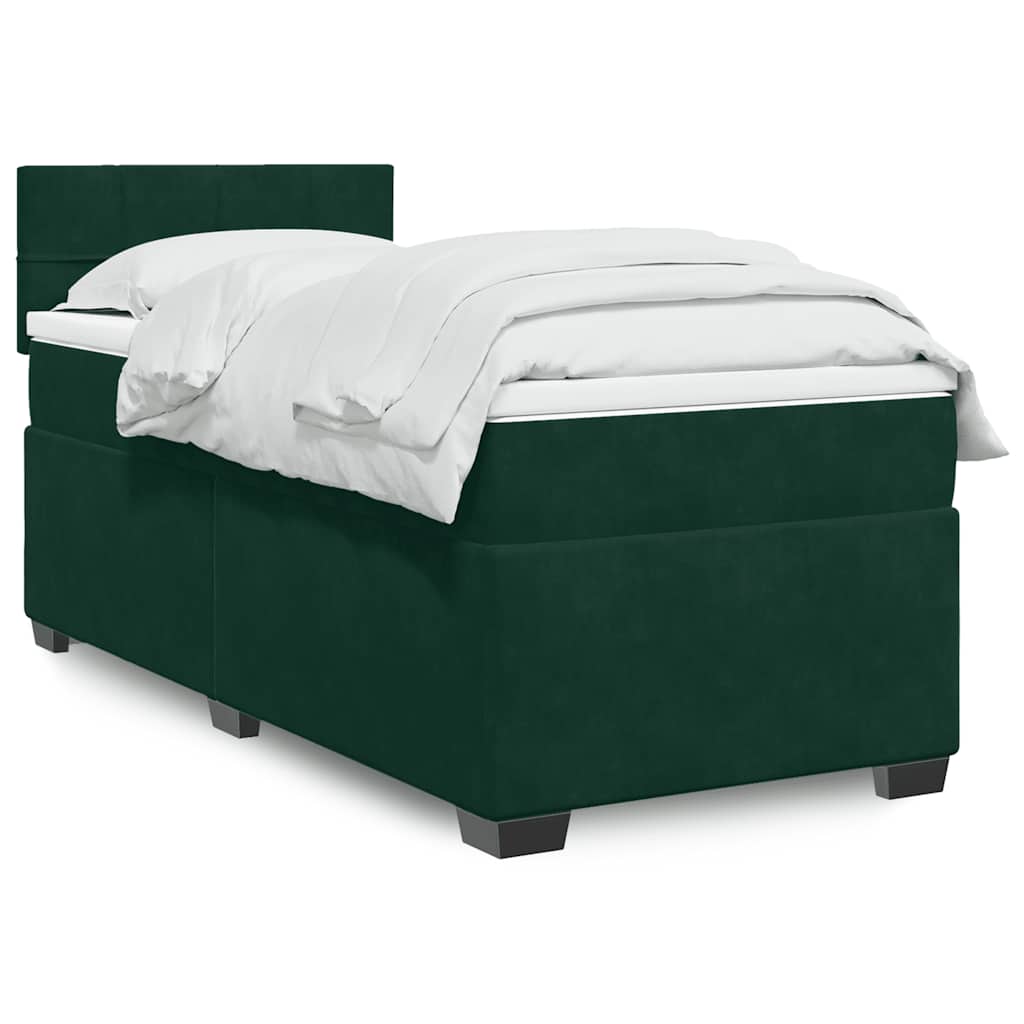Box spring krevet s madracem tamnozeleni 90x190 cm baršunasti