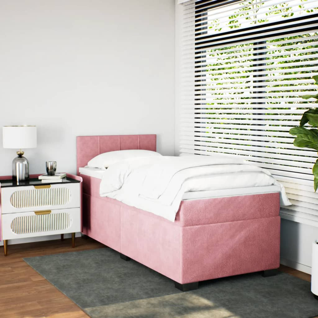Box spring krevet s madracem ružičasti 90x190 cm baršunasti