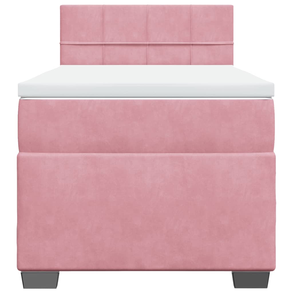 Box spring krevet s madracem ružičasti 90x190 cm baršunasti