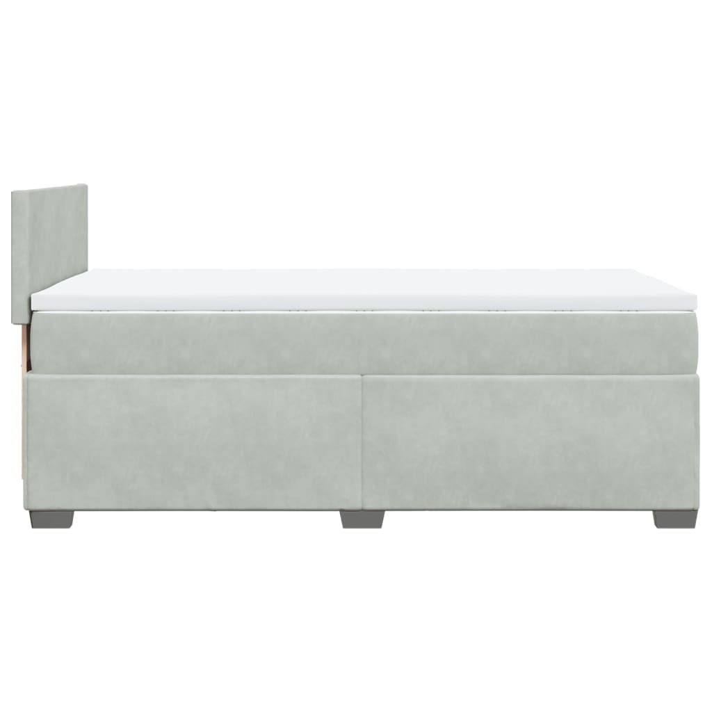 Box spring krevet s madracem svjetlosivi 90x190 cm baršunasti