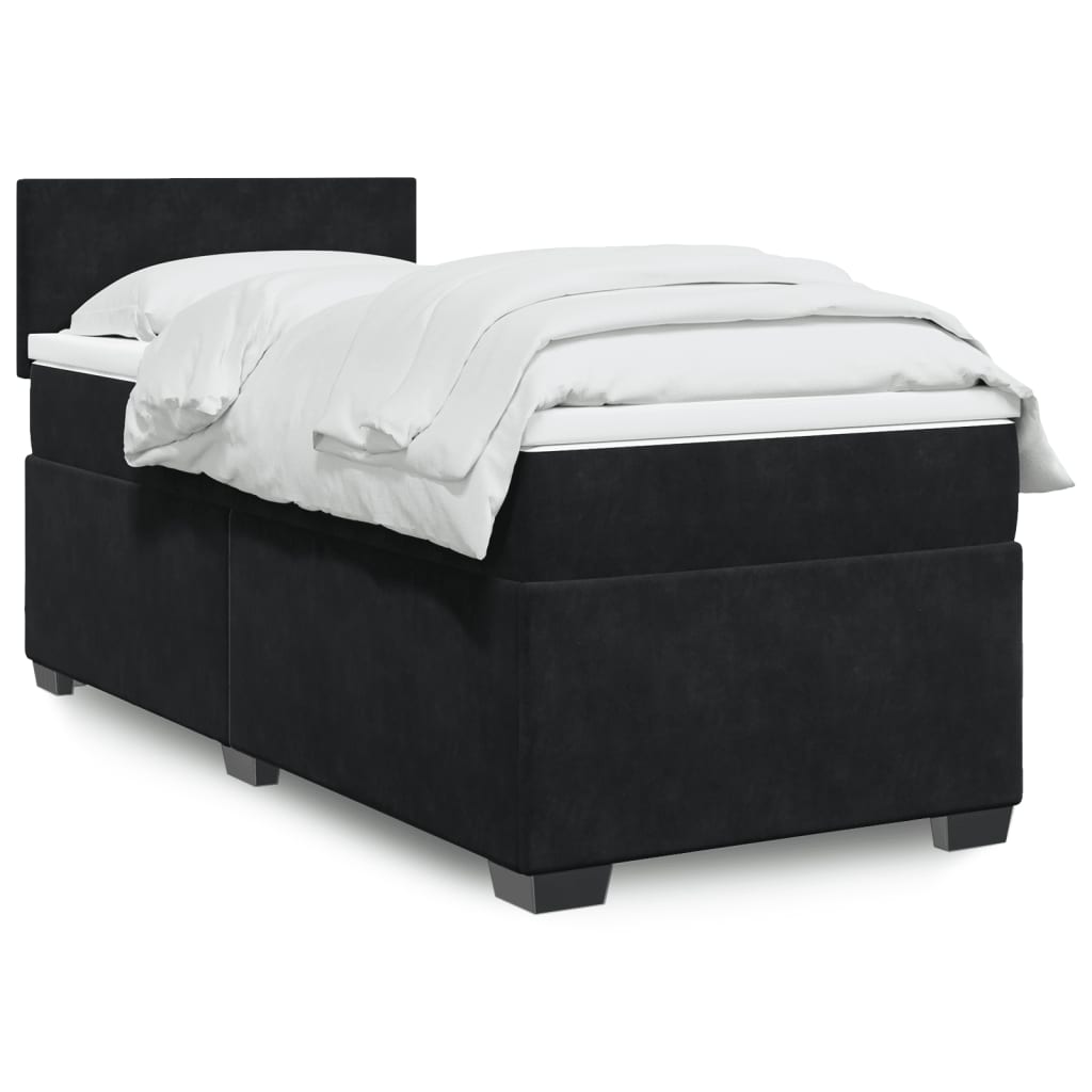 Box spring krevet s madracem crni 90x200 cm baršunasti