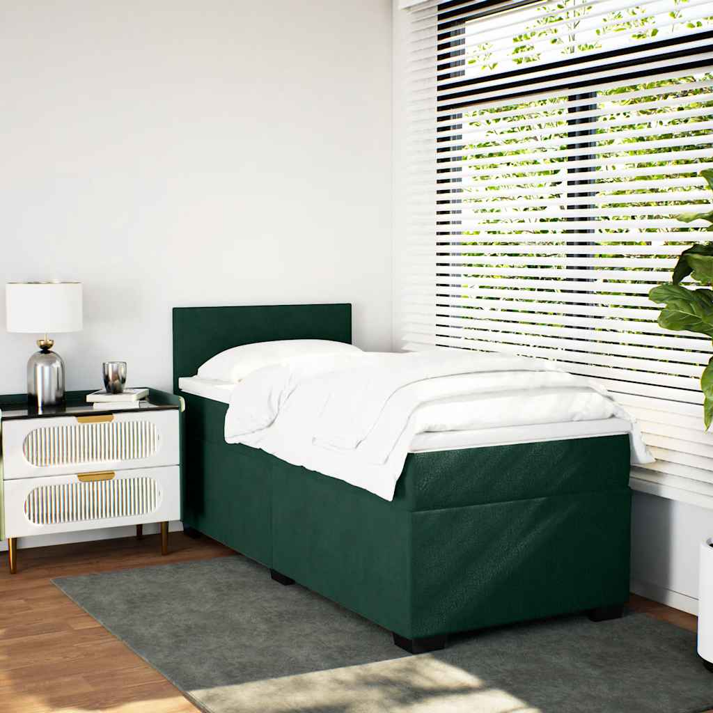 Box spring krevet s madracem tamnozeleni 90x200 cm baršunasti