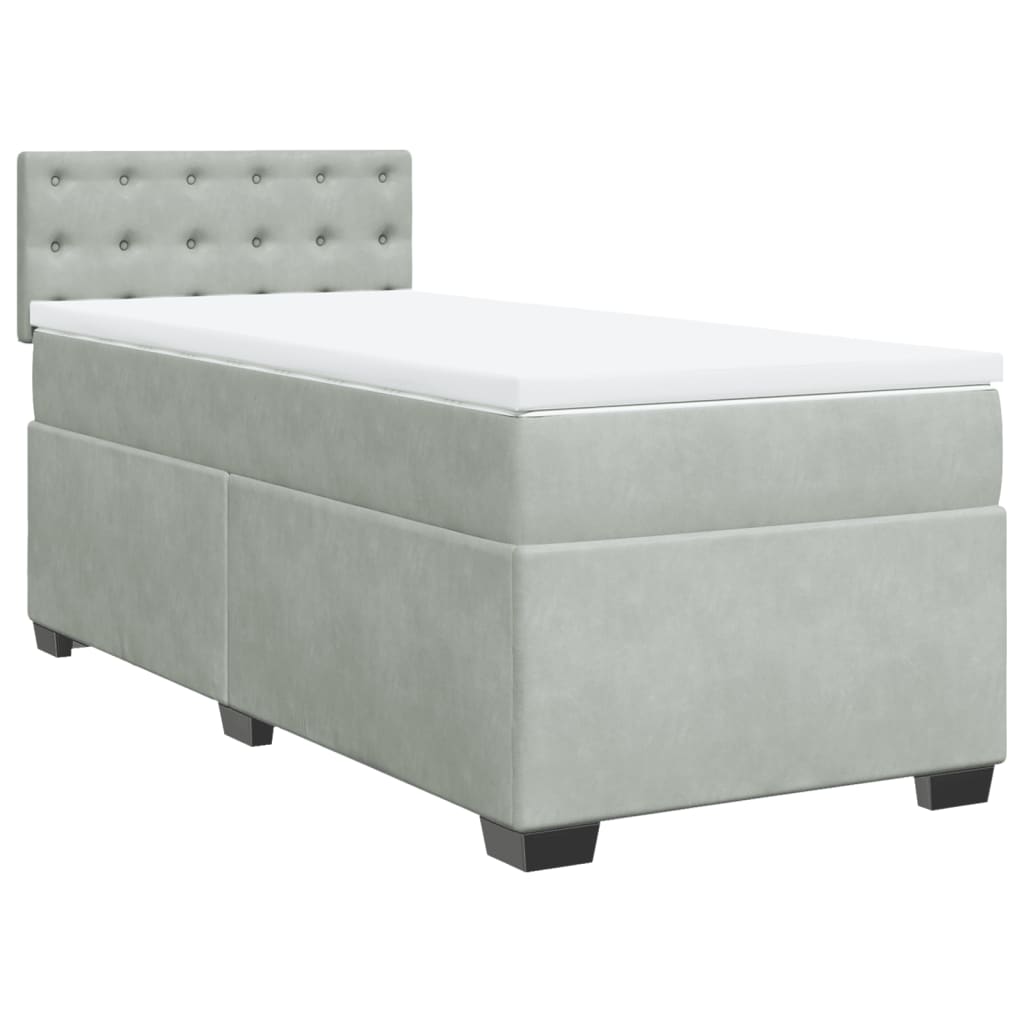 Box spring krevet s madracem svjetlosivi 90x190 cm baršunasti