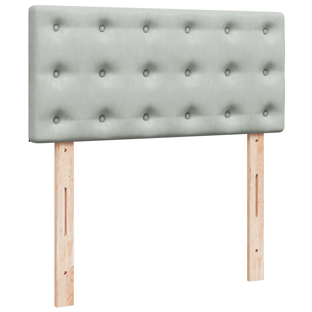 Box spring krevet s madracem svjetlosivi 90x190 cm baršunasti