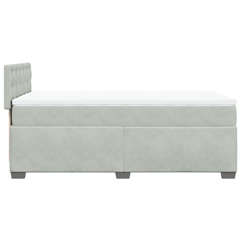 Box spring krevet s madracem svjetlosivi 90x190 cm baršunasti