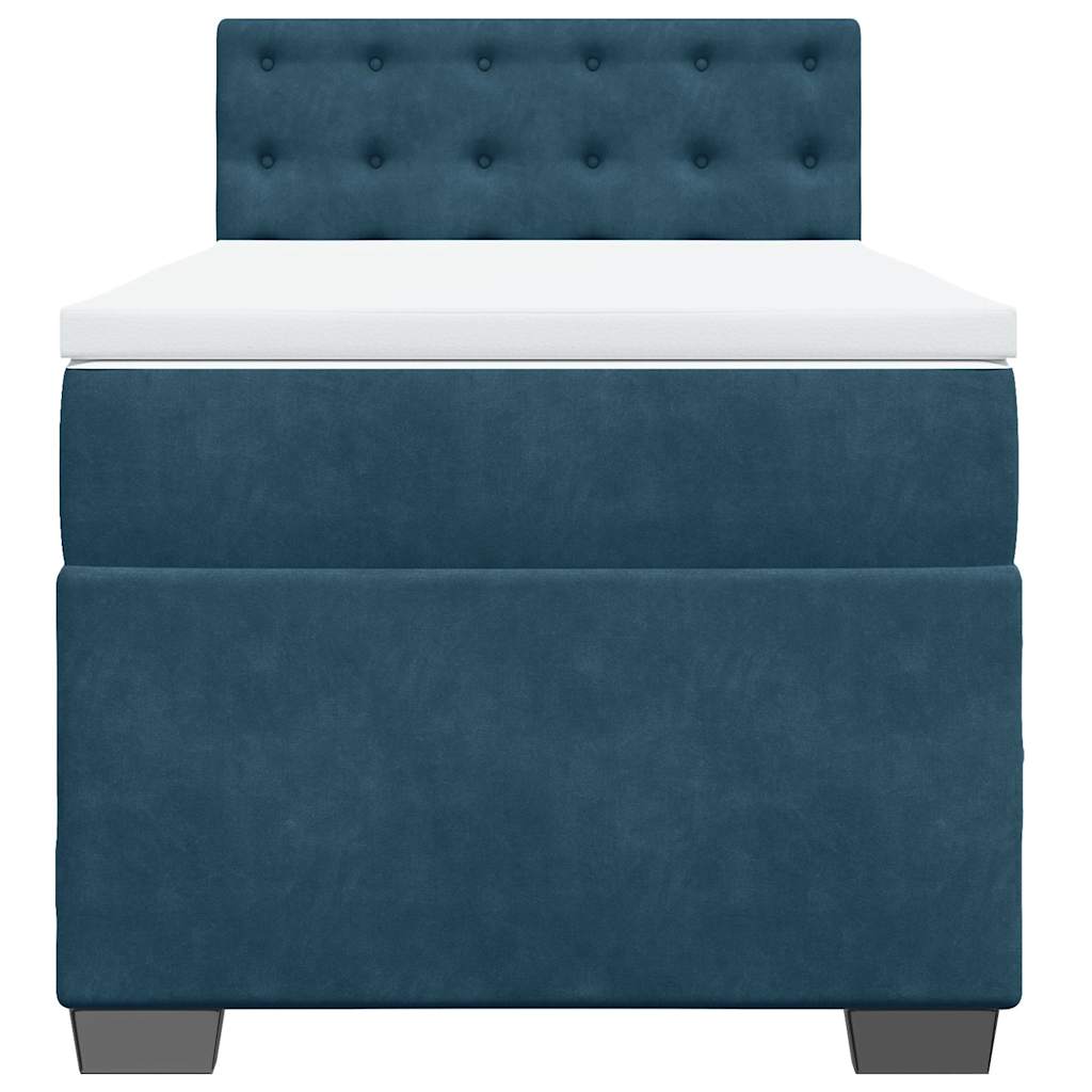 Box spring krevet s madracem tamnoplavi 90x200 cm baršunasti