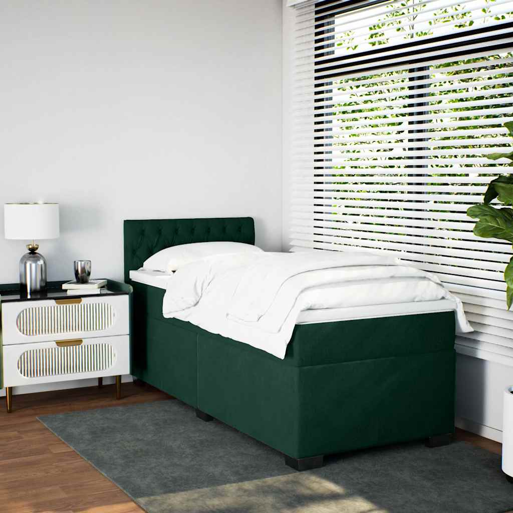 Box spring krevet s madracem tamnozeleni 90x200 cm baršunasti