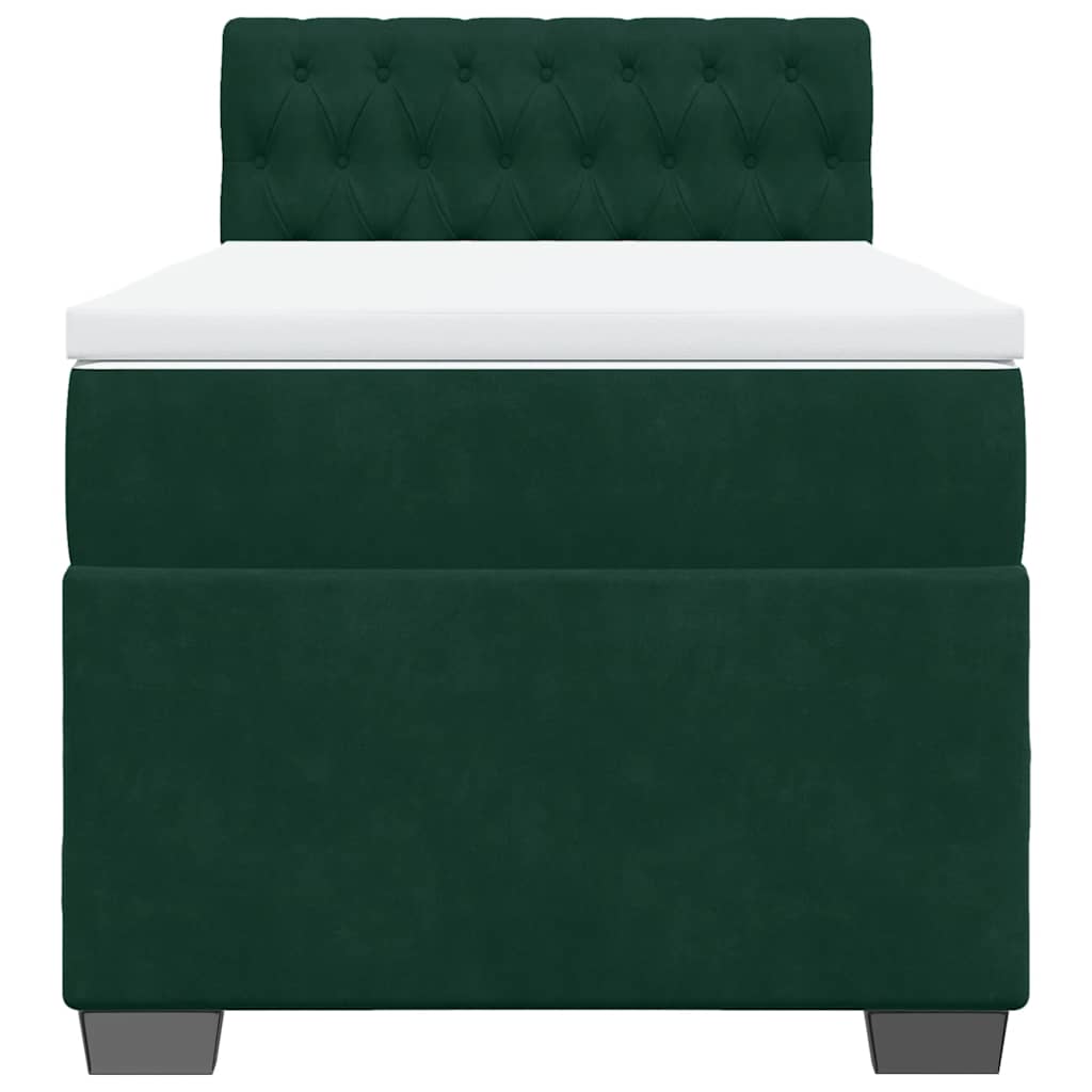 Box spring krevet s madracem tamnozeleni 90x200 cm baršunasti