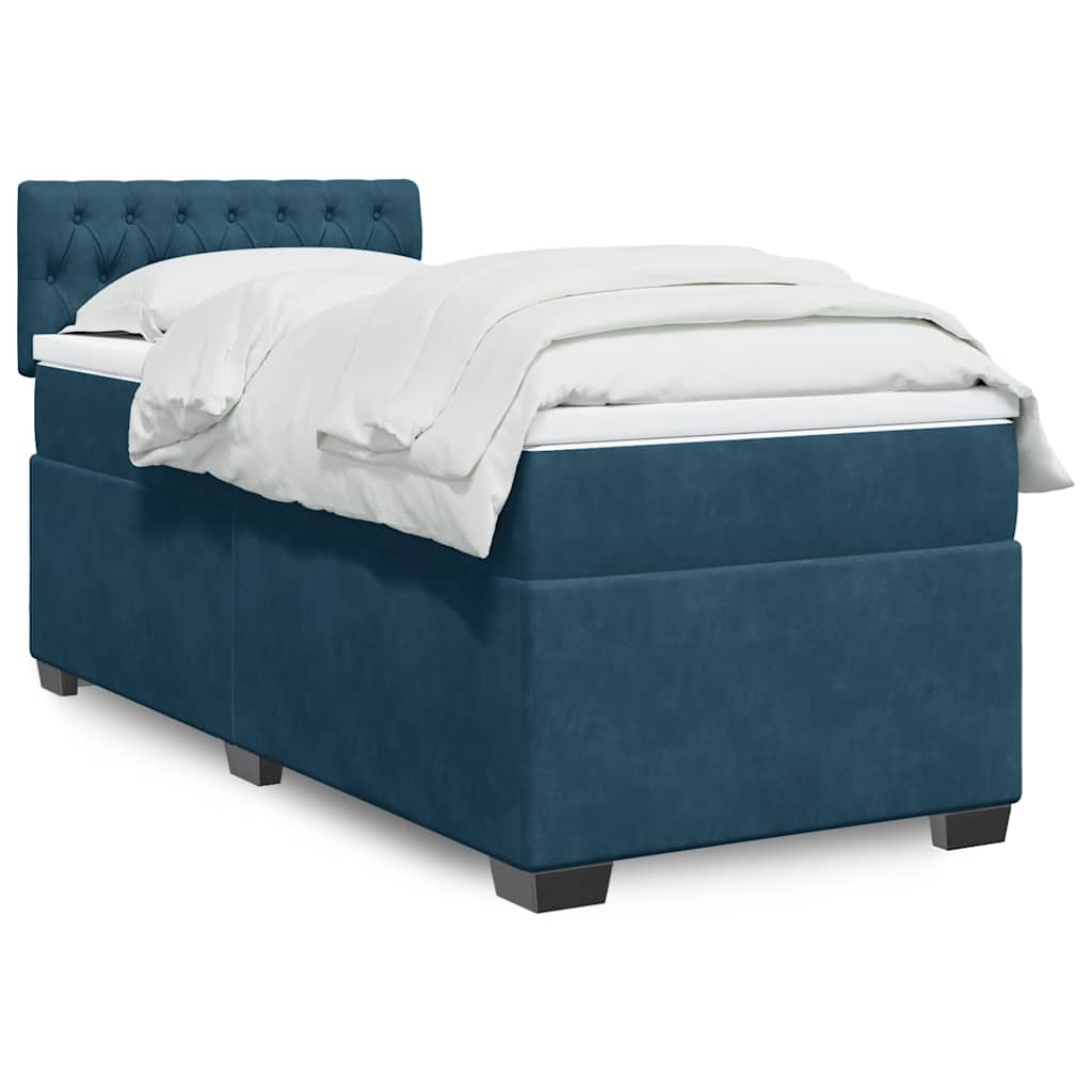 Box spring krevet s madracem tamnoplavi 90x200 cm baršunasti