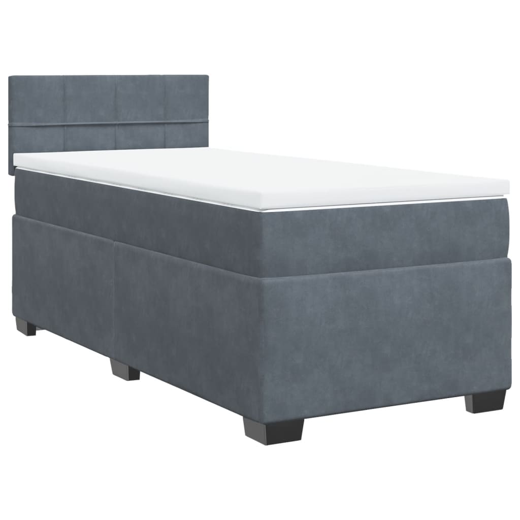Box spring krevet s madracem tamnosivi 90x200 cm baršunasti