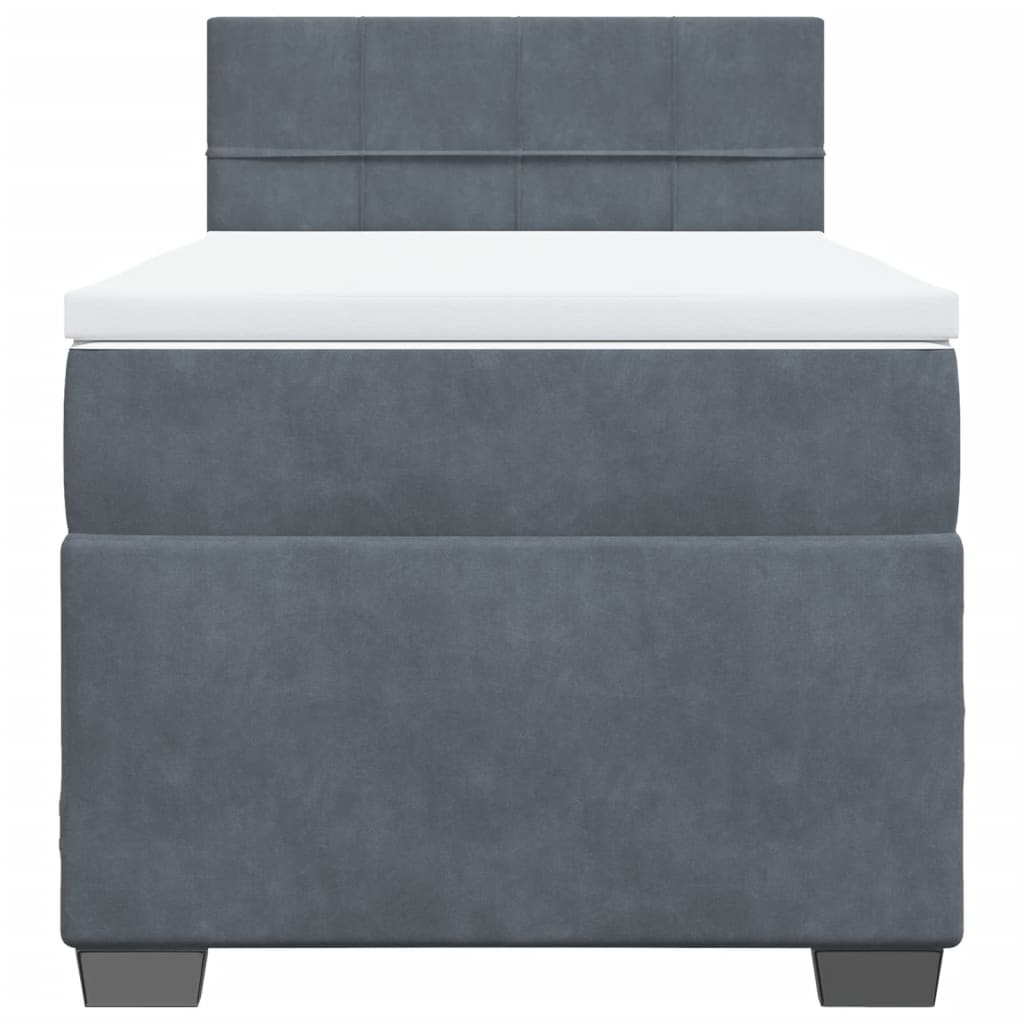 Box spring krevet s madracem tamnosivi 90x200 cm baršunasti