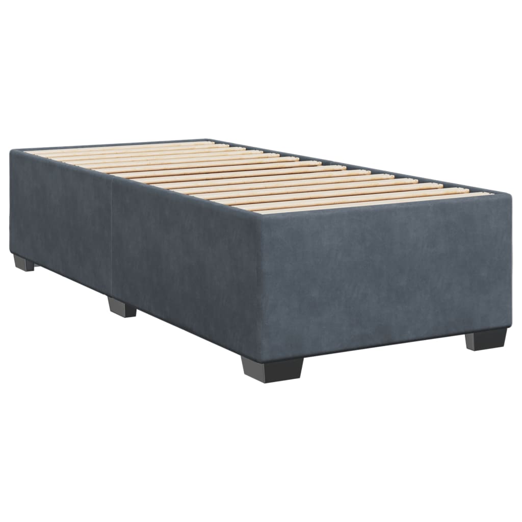 Box spring krevet s madracem tamnosivi 90x200 cm baršunasti