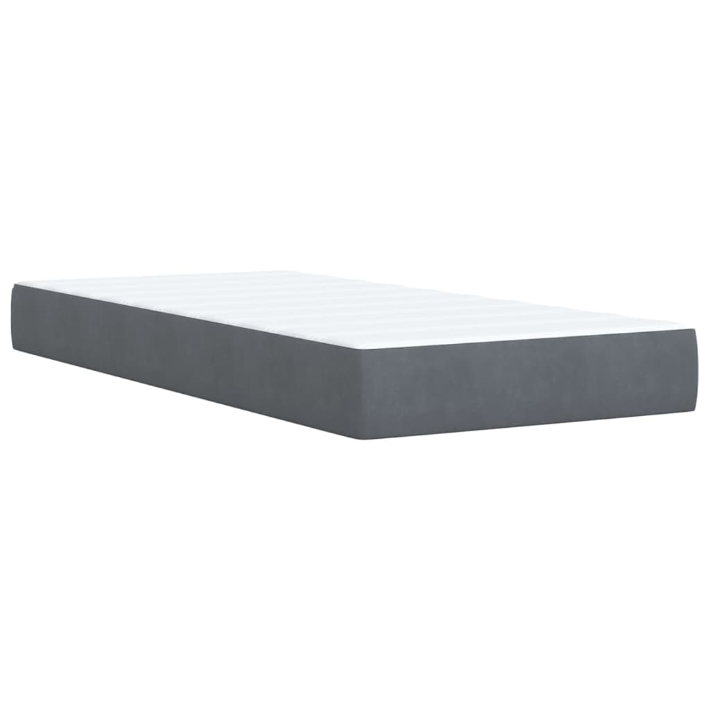 Box spring krevet s madracem tamnosivi 90x200 cm baršunasti
