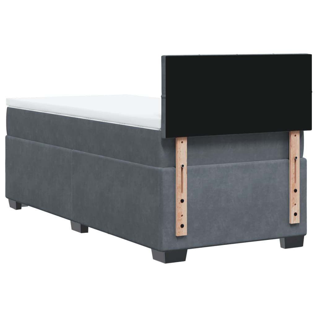 Box spring krevet s madracem tamnosivi 90x200 cm baršunasti
