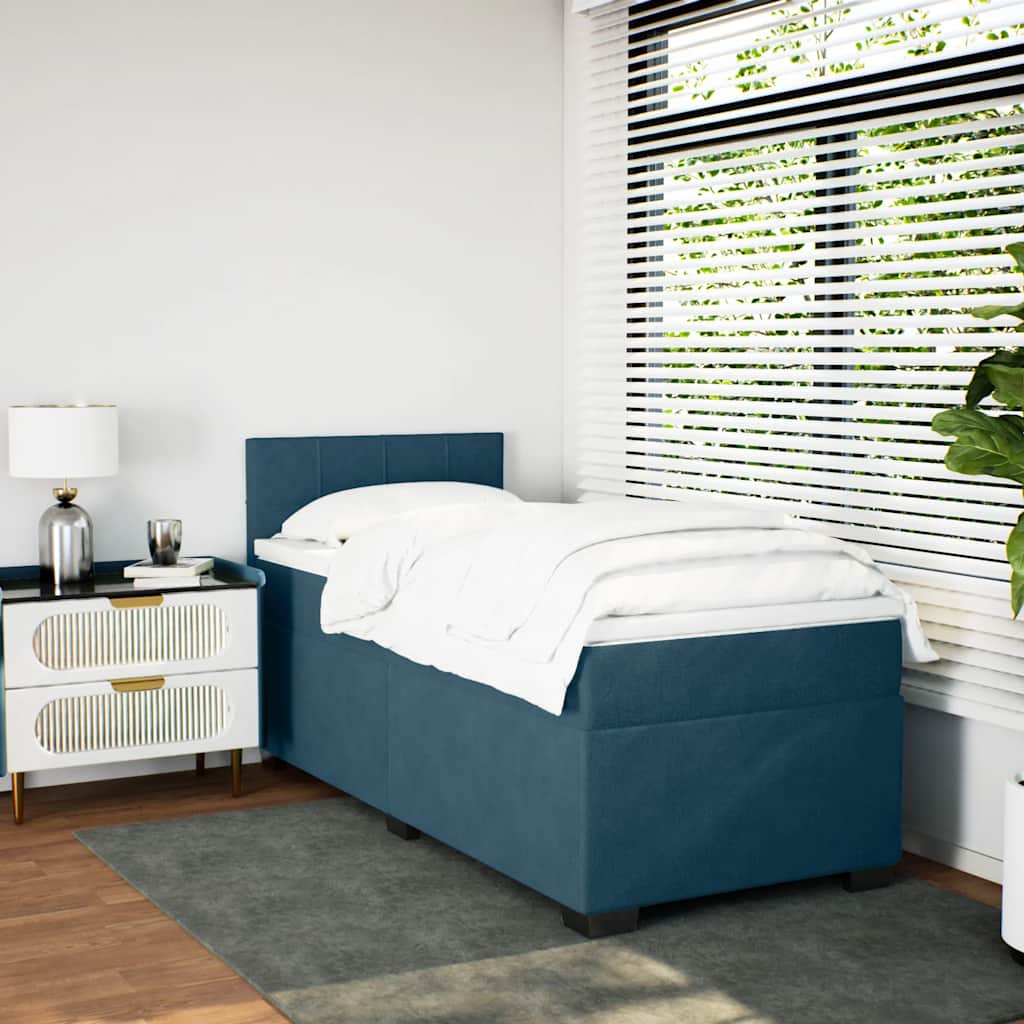 Box spring krevet s madracem tamnoplavi 90x200 cm baršunasti
