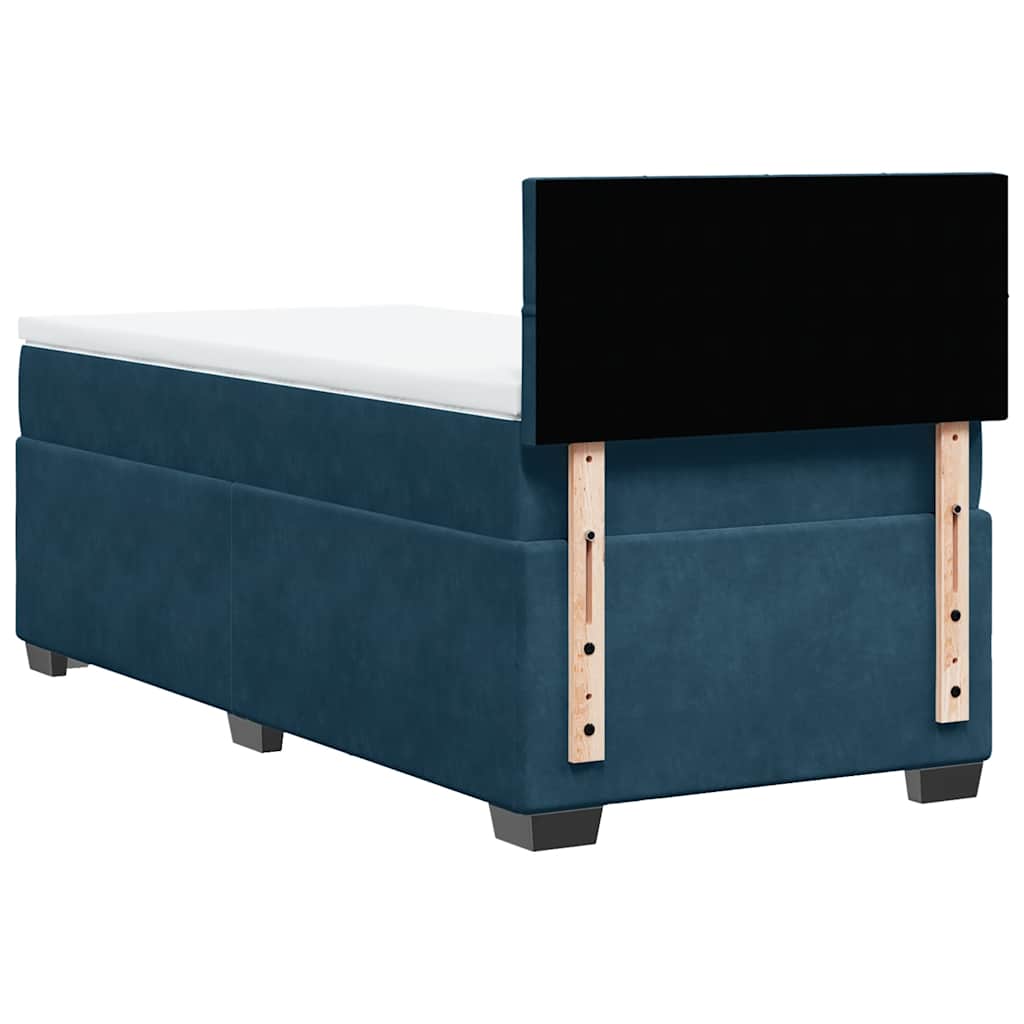 Box spring krevet s madracem tamnoplavi 90x200 cm baršunasti