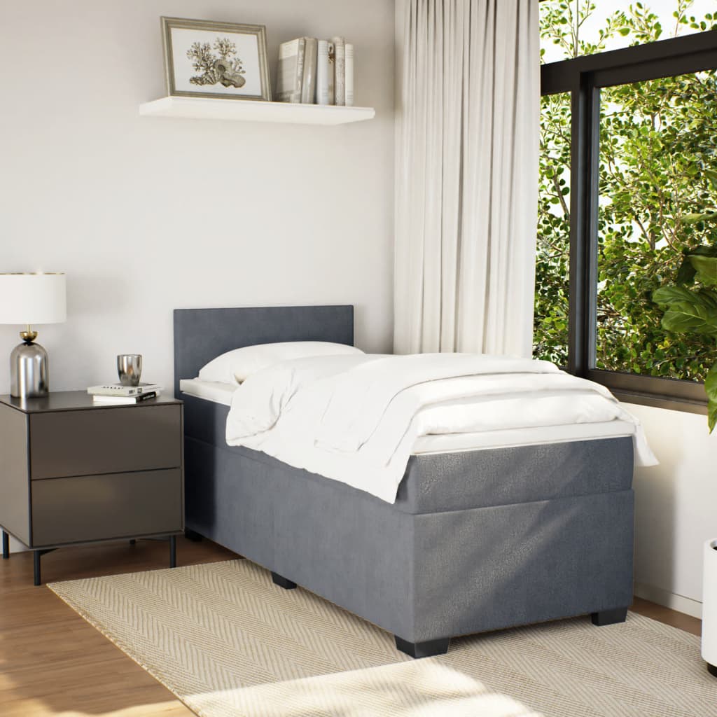 Box spring krevet s madracem tamnosivi 100x200 cm baršunasti