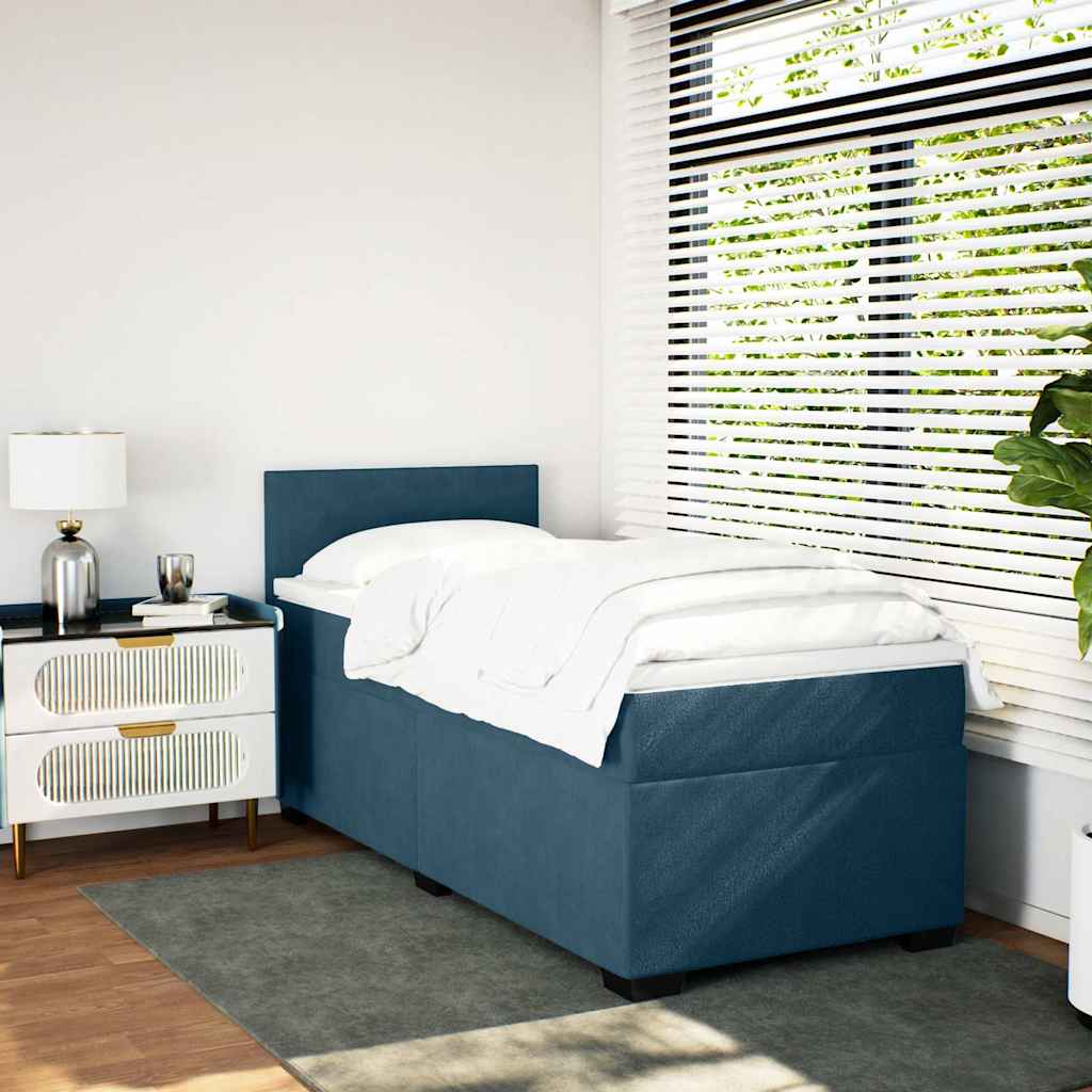 Box spring krevet s madracem tamnoplavi 100x200 cm baršunasti