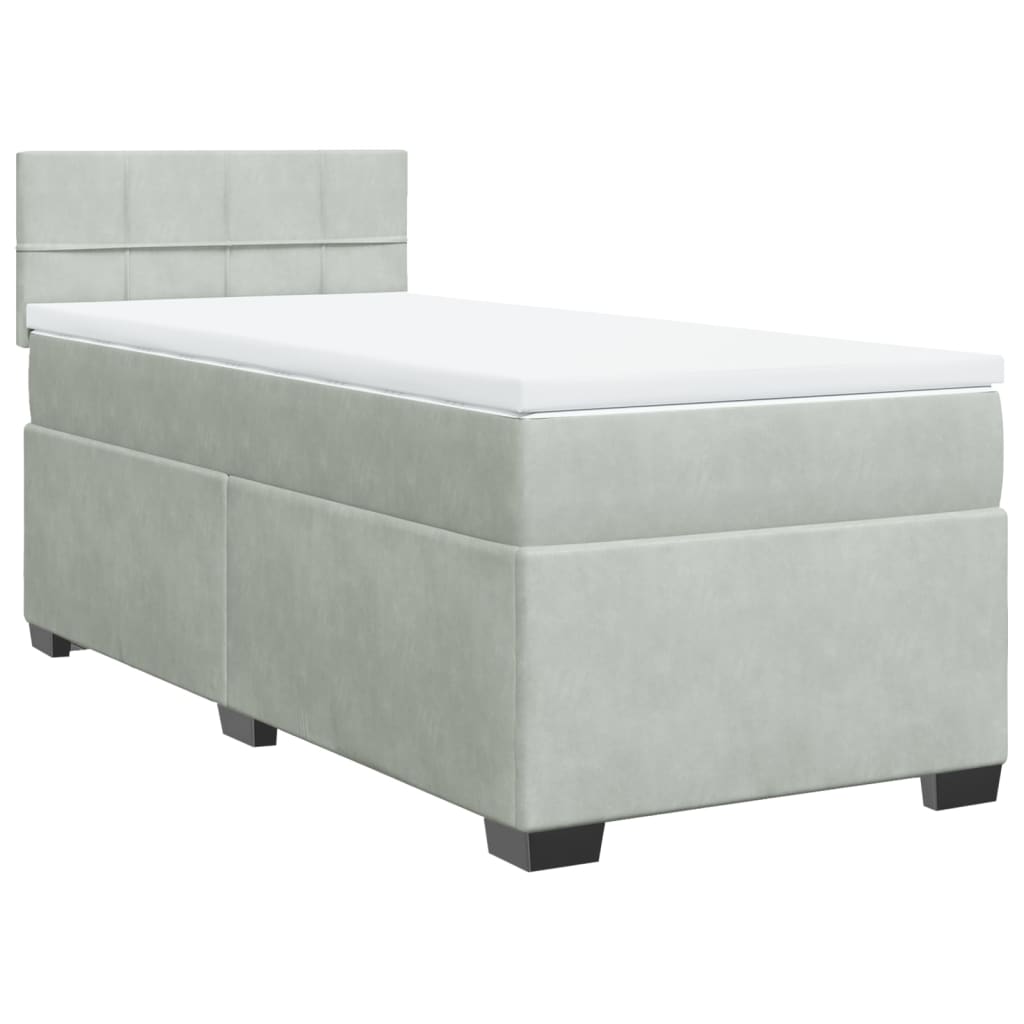 Box spring krevet s madracem svjetlosivi 100x200 cm baršunasti