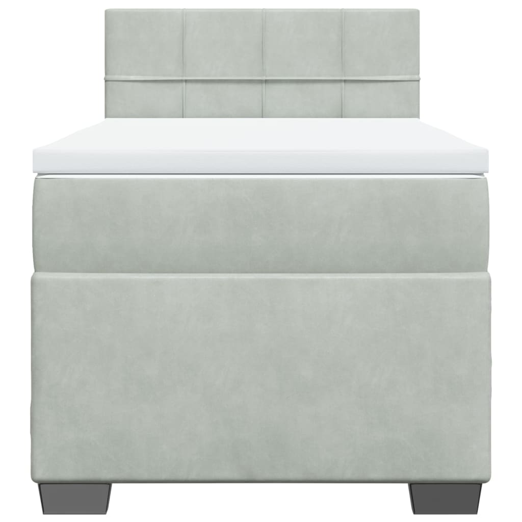 Box spring krevet s madracem svjetlosivi 100x200 cm baršunasti