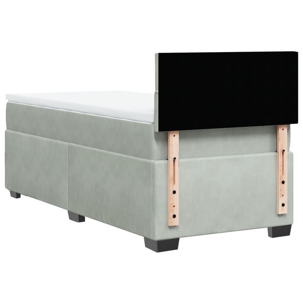 Box spring krevet s madracem svjetlosivi 100x200 cm baršunasti
