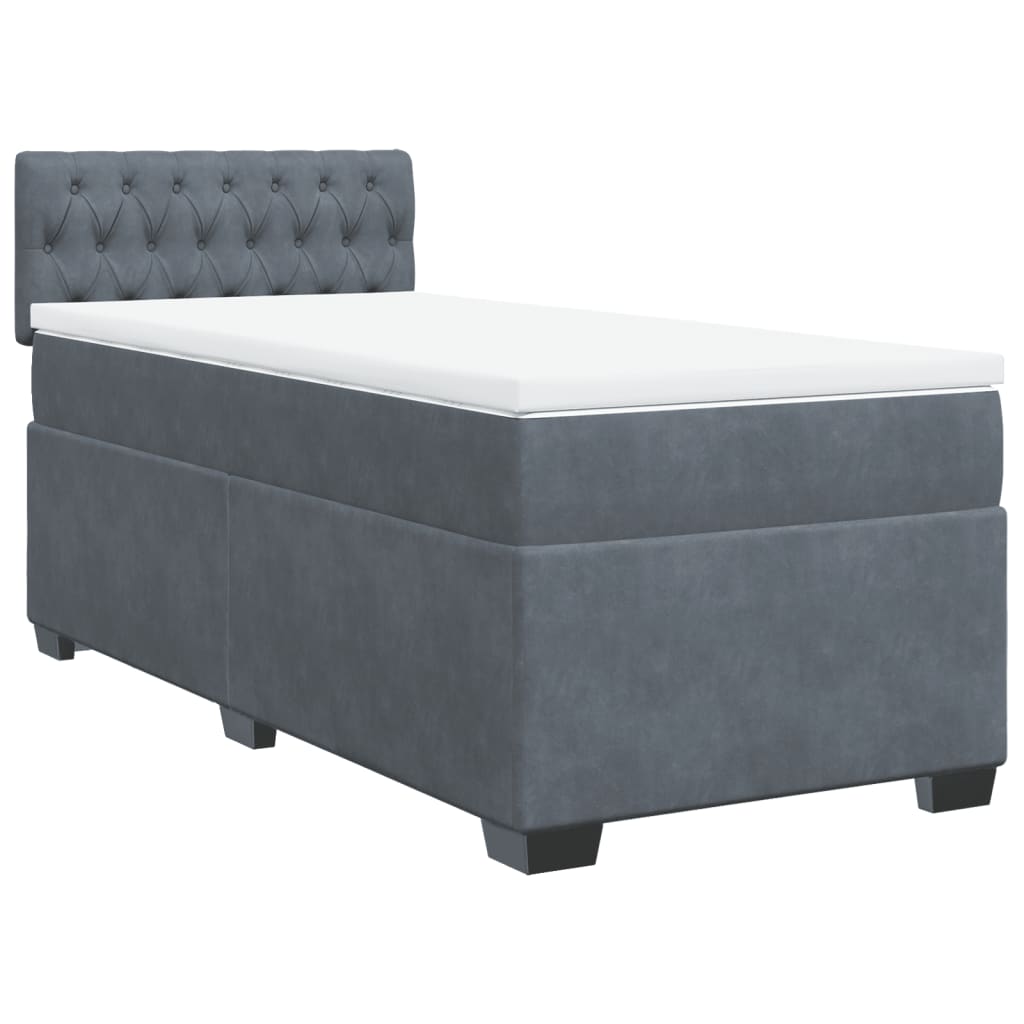 Box spring krevet s madracem tamnosivi 100x200 cm baršunasti