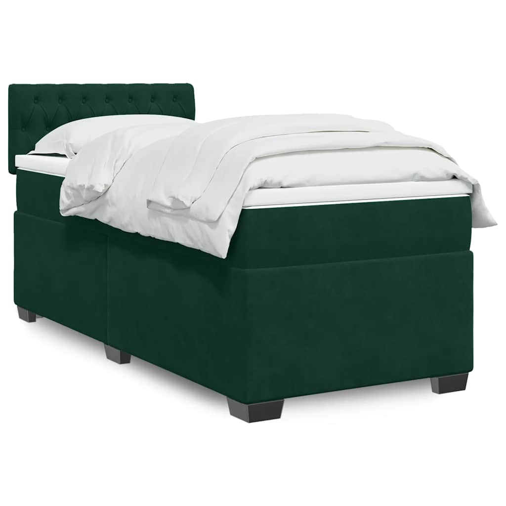 Box spring krevet s madracem tamnozeleni 100x200 cm baršunasti