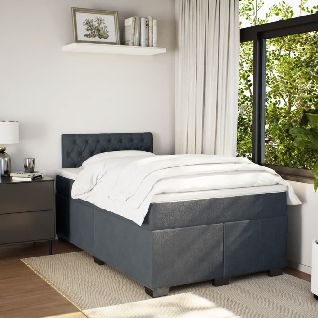 Krevet box spring s madracem tamnosivi 120 x 190 cm baršun