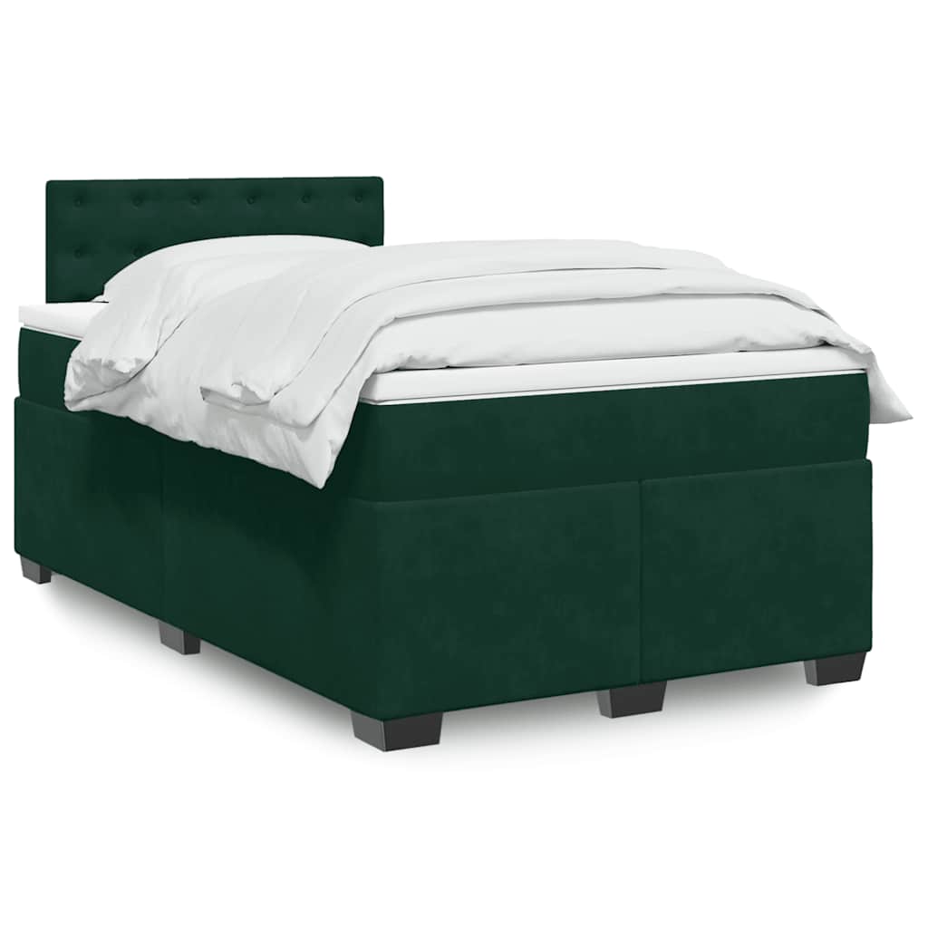 Krevet box spring s madracem tamnozeleni 120x190 cm baršunasti