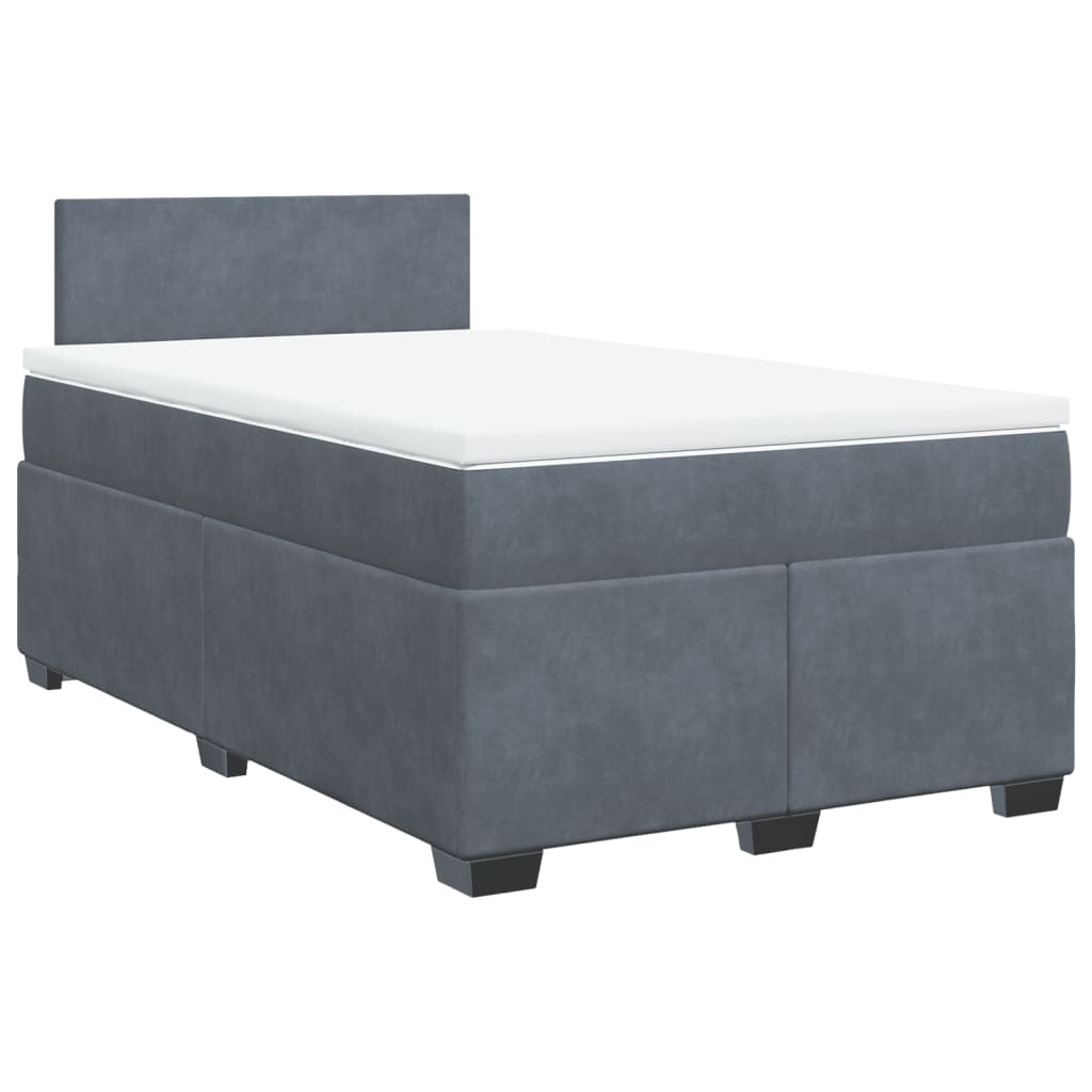 Box spring krevet s madracem tamnosivi 120 x 200 cm baršunasti