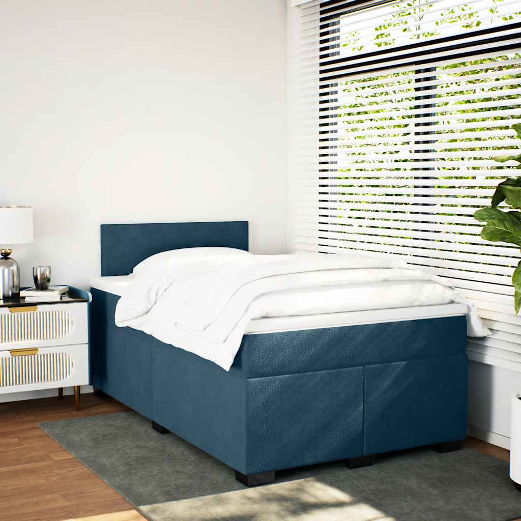 Box spring krevet s madracem tamnoplavi 120 x 200 cm baršunasti
