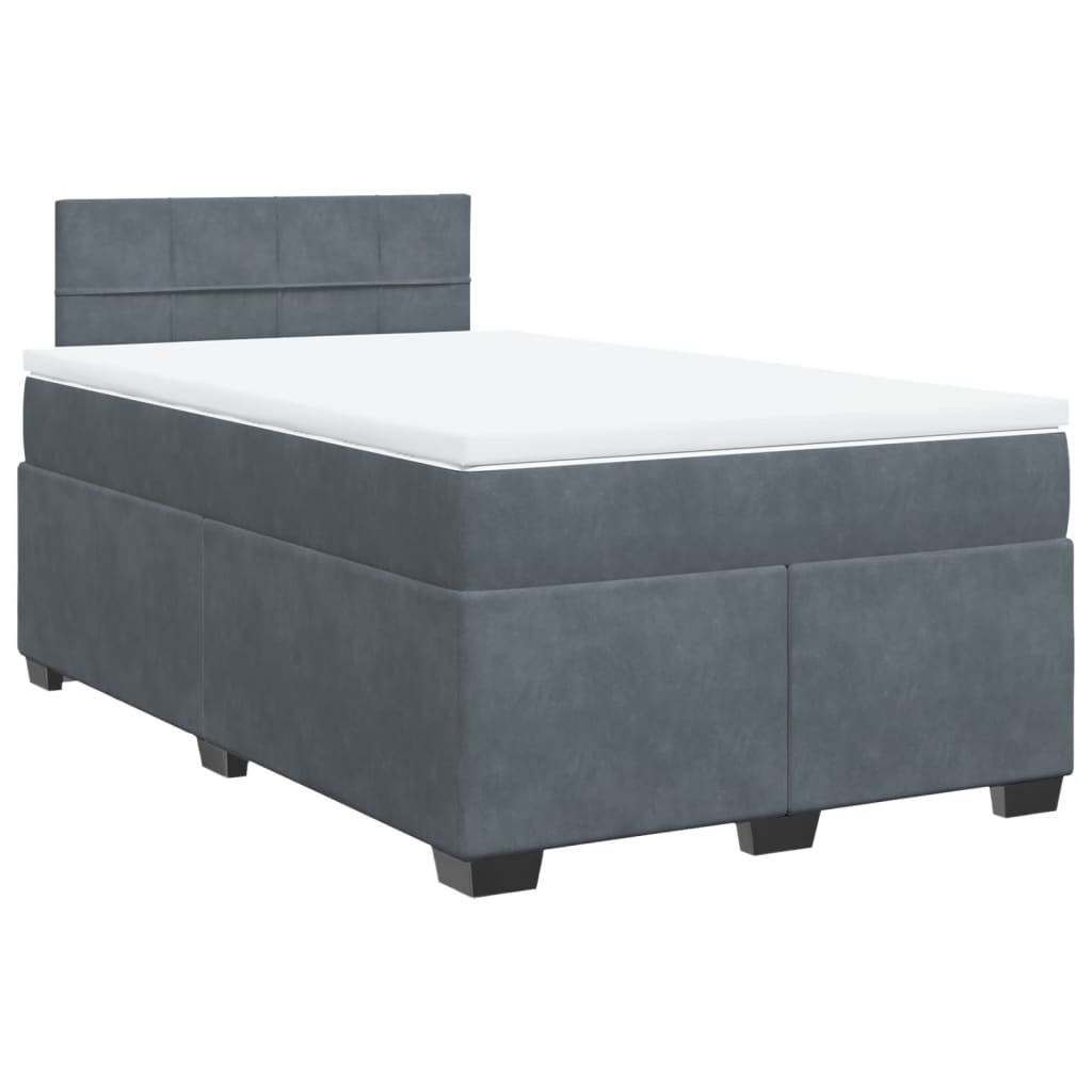 Box spring krevet s madracem tamnosivi 120 x 200 cm baršunasti