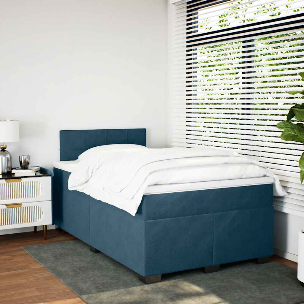 Box spring krevet s madracem tamnoplavi 120 x 200 cm baršunasti