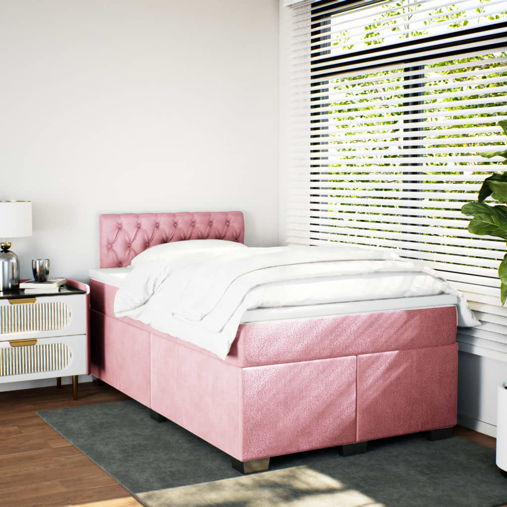 Box spring krevet s madracem ružičasti 120 x 200 cm baršunasti