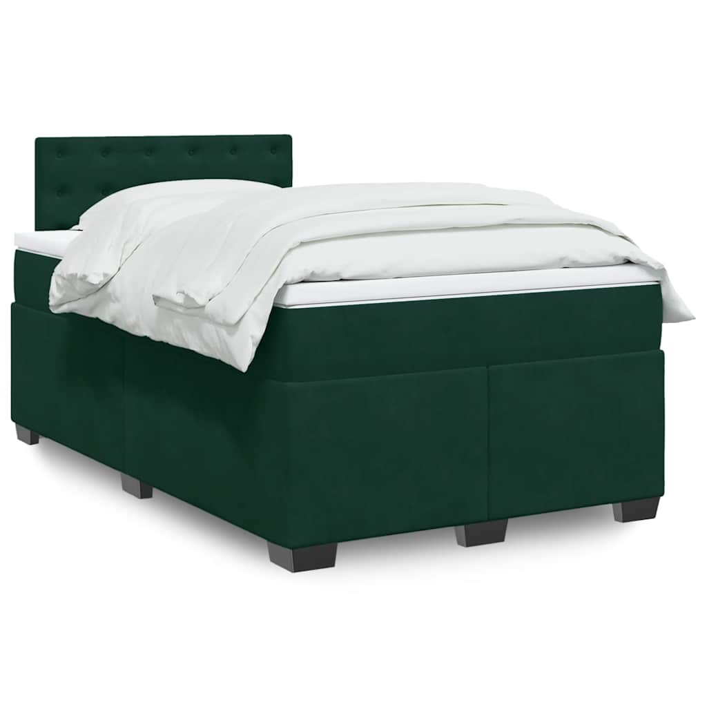 Box spring krevet s madracem tamnozeleni 120x200 cm baršunasti